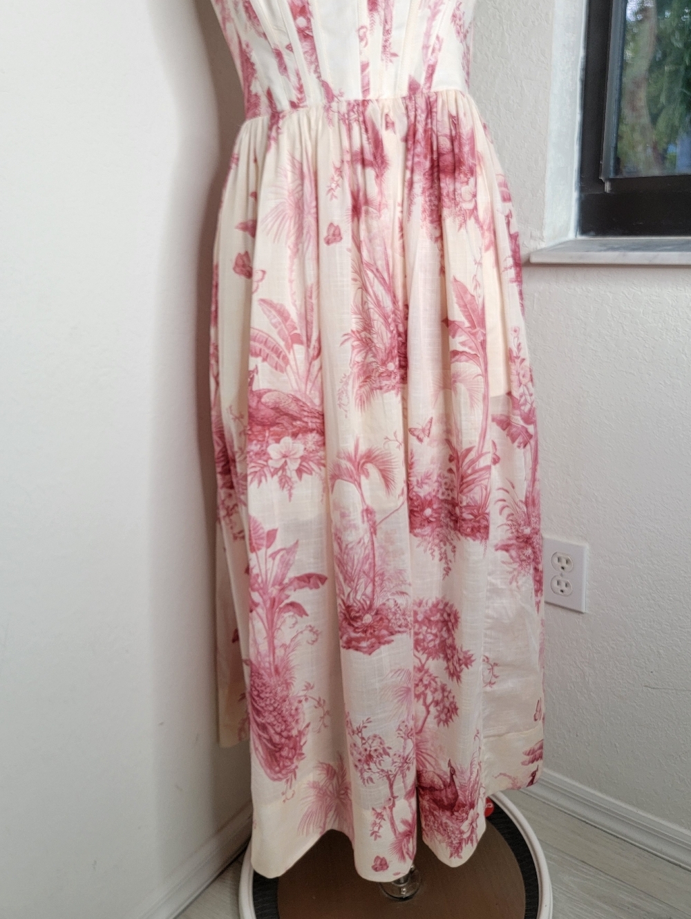 ZIMMERMAN Waverly Corset Midi Dress In Pink Palm NWT AUS 3/US L. - Picture 7 of 14